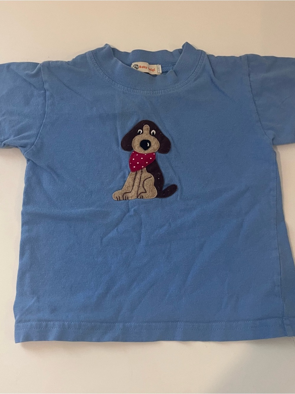 Baby Luigi Baby Boy Blue Shirt With Appliqué Dog Short Sleeve 18m